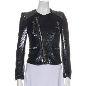 IRO Sequin Leather Moto Jacket